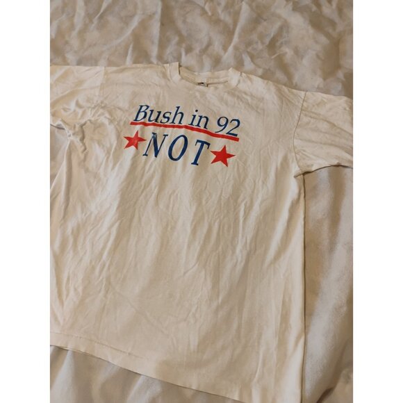 Mens Vintage "Bush In 92 NOT" Tee White Size XL Single Stitch - Picture 2 of 6